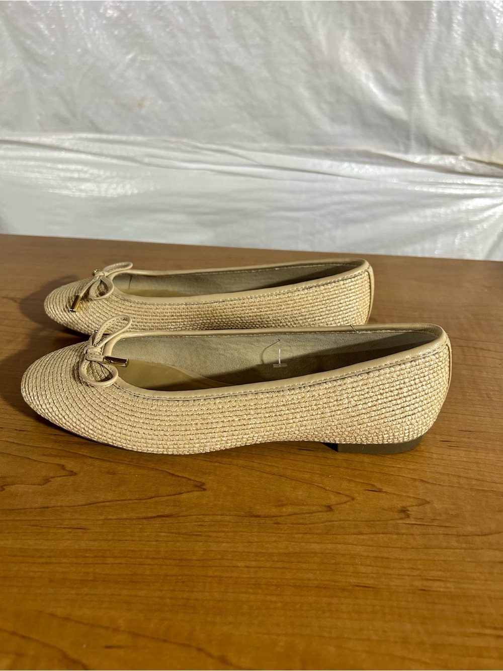 Talbots Beige Woven Bow Ballet Flats